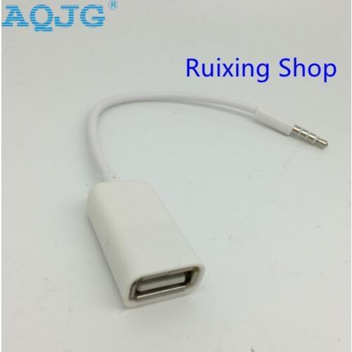 AUX to Usb 3.5mm Male AUX Audio Plug Jack To USB 2.0 Female Converter Cord Cable Car MP3 Hot Selling AQJG