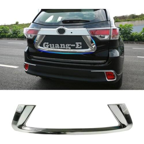 Car Sticker Detector ABS Chrome Rear Door Tailgate Frame License Plate Trunk Trim Lamp 1pcs For Toyota Highlander 2015 2016 2017