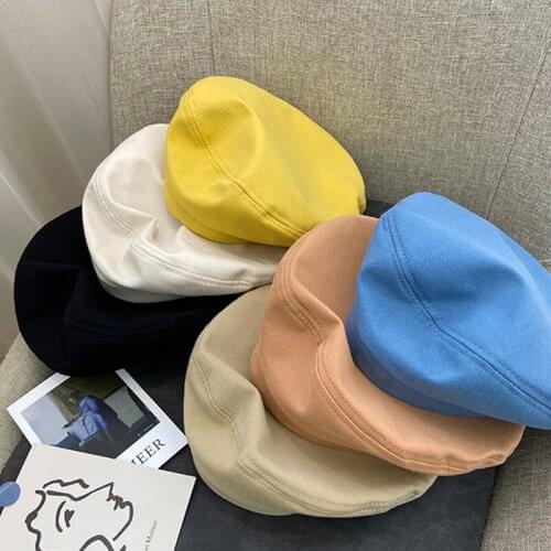 Vintage Beret For Women Fashion Autumn Octagonal Flat Cap Solid Color Lady Girls Artist Cap