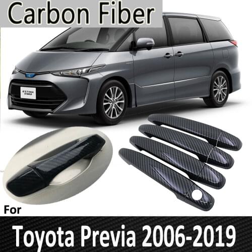Black Carbon Fiber for Toyota Previa Tarago Estima Aeras XR50 2006~2019 2015 2016 2017 2018 Door Handle Cover Car Accessories