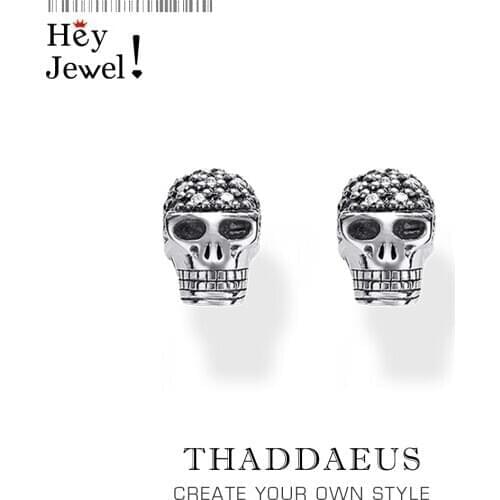 Blackened Skull Stud Earrings,Europe Vintage Fashion Good Jewerly For Women Men,2019 Autumn Gift In 925 Sterling Silver