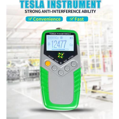Digital Gauss Meter Handheld Gaussmeter EMF Tesla Tester Permanent Magnet Surface Magnetic Field Tester 0-2000mT 5% Accuracy