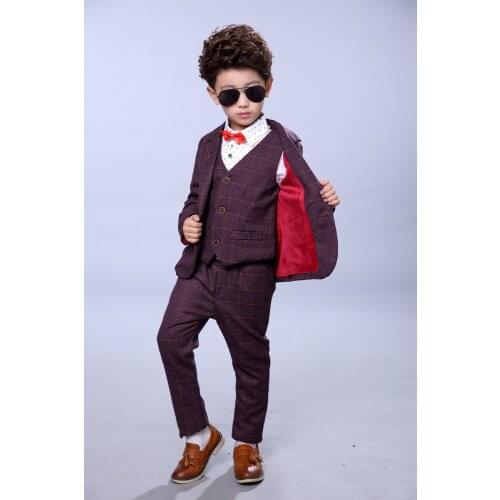 Kids Baby Boy Clothes Formal Wedding Suit Plaid Jackets Pants Set Children Costume Boys Clothing vetement enfant ensemble