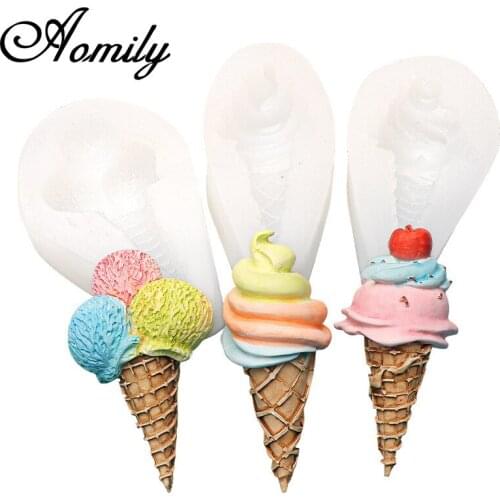 Aomily 3 Styles Ice Cream Silicone Chocolate Mould Cake Decorating Tools Summer Cupcake Cookies Silicone Mold Muffin Pan Baking