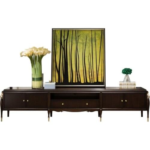 French neoclassical solid wood TV cabinet European style light luxury simple living room storage cabinet furniture
