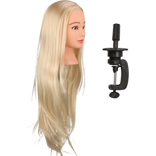 26' Salon Hairdressing Practice Training Head Model Long Straight Golden Hair Mannequin Doll Head with Stand Hair Mannequin Head