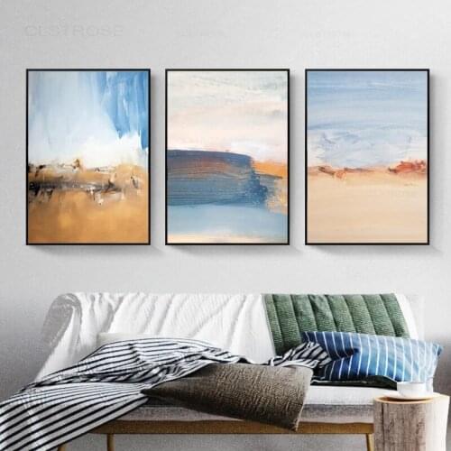Blue Abstract Canvas Painting Nordic Home Decoration Posters and Prints Modular Wall Art Pictures for Living Room Bedroom