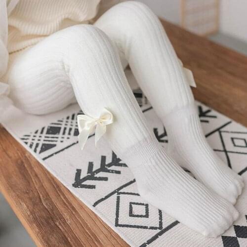 Cotton Girls Tights Plus Velvet Princess Bowknot Baby Girl Pantyhose Baby Autumn Winter Thickened Trousers Stocking Clothes