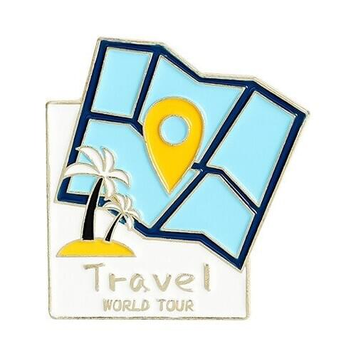 HOSENG Car Tree Beer Rainbow Traveling Cartoon Brooch Women Man Adventurer Backpack Jewelry Enamel Pin For Children Gift HS_805