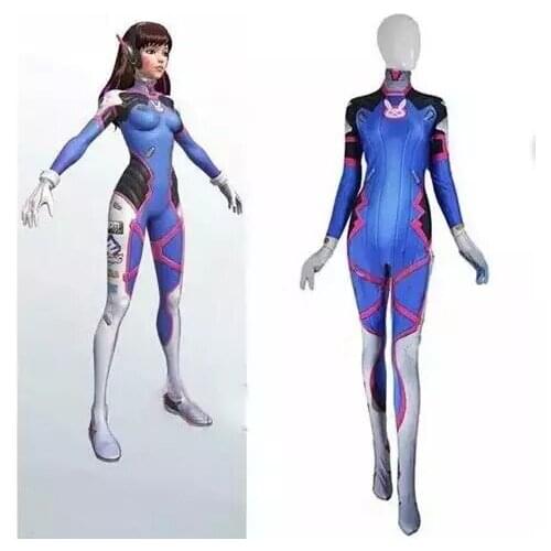 Adults Kids Classic D.Va Cosplay Costume Hana Song DVA Zentai Second Skin Suit Game Superhero Costumes Halloween Party Bodysuit