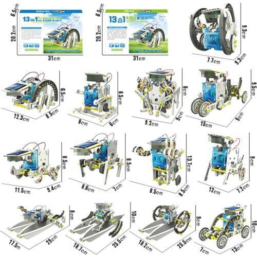 Cool 13 In 1 Solar Power Robot Kit DIY Toy Solar Powered Toy Transformation Robot Kit Educational Gift Toys for Children Boy