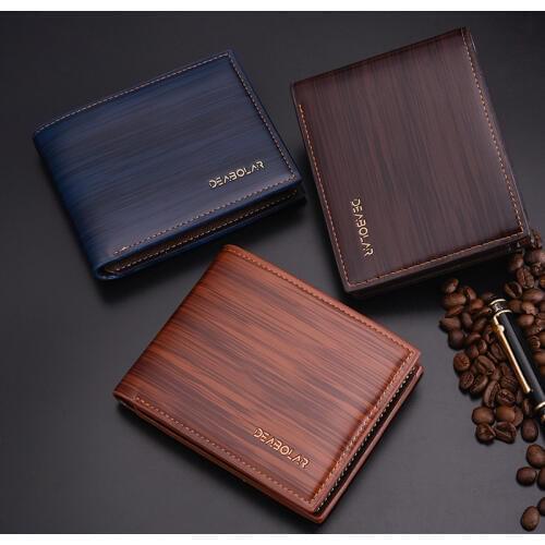 Mens Short Fashion Wallet Retro Simple Male Mini Coin Purse Multiple Card Position Small Wallet