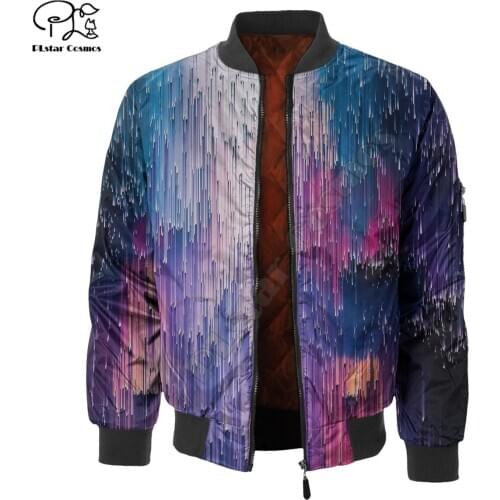 Mens Unisex 3d Dripping Jackets Print zipper Flight Jacket casual unisex Harajuku women Streetwear thick coat