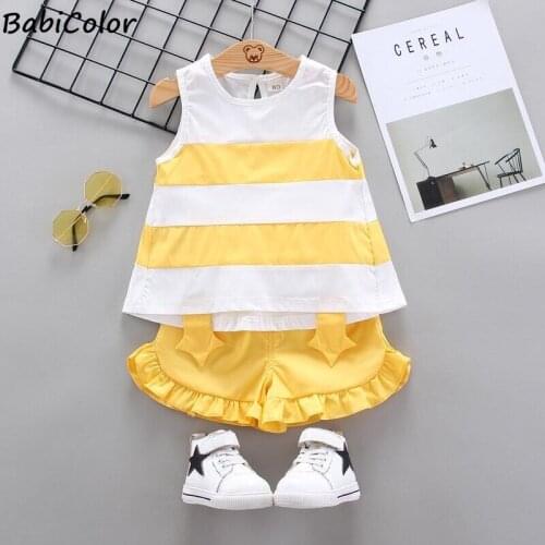 Baby girls summer clothes sets toddler fashion cotton vest+shorts pants 2pcs tracksuits for bebe girls infant birthday clothing