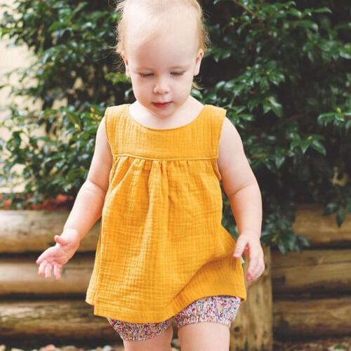 Baby Girls Summer T Shirt Tops Pants Linen Cotton Linen Kids Outfits Children Clothing Newborn Comfortable Toddler Clothes 1-4Y