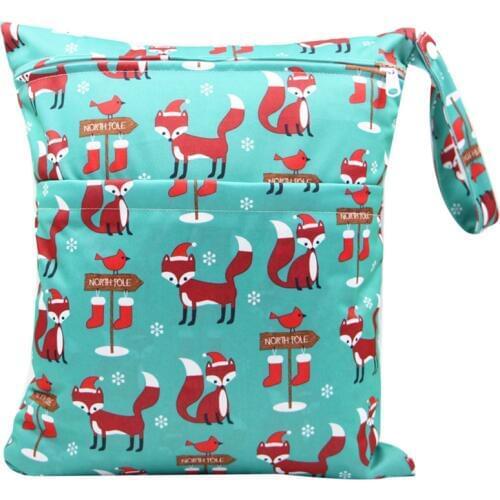 Reusable Wetbag Baby Cloth Diaper Bag Organizer Cute Printed Waterproof PUL Zipper Stroller Bags Nappy Diaper Wet Bag Washable