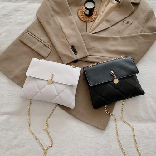 Fashion Large Capacity Shoulder Handbag PU Leather Lattice Chain Crossbody Bag Women Street Purse Casual Autumn Satchel