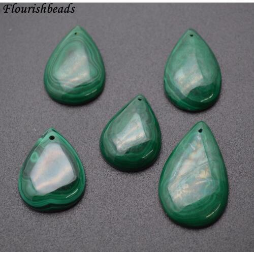Natural Malachite Flat drop pear shape stone pendant fit necklace making 5pc per lot
