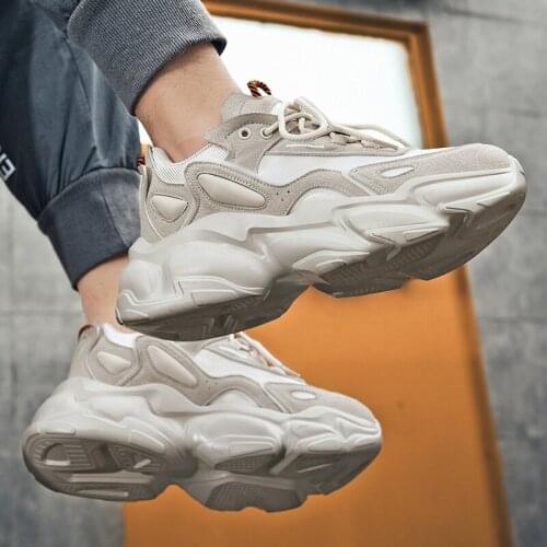 2021 New mens leather casual shoes popcorn bottom outdoor comfortable sports shoes color matching couple walking shoes