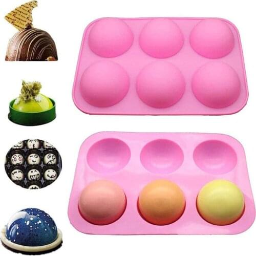 New DIY Creative 6 Half Sphere Circle Silicone Chocolate Cupcake Mold Bakeware Round Shape Cake Baking Mould Tool