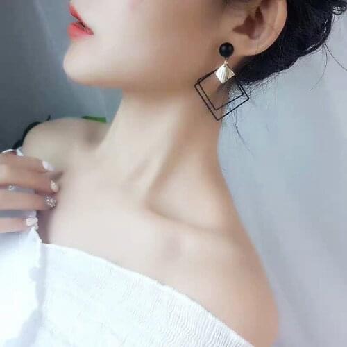 New Korean Temperament Simple Geometric Asymmetry Earrings Dropping Oil Long Sweet Mini Ear Nails Earring Fashion female jewelry