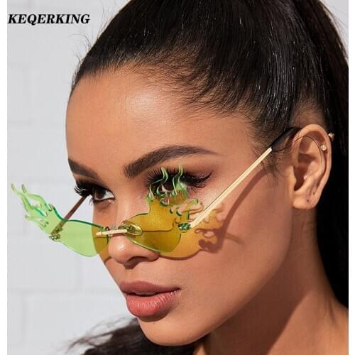 Fire Flame Sunglasses For Women Brand Designer Street Style Eyewear Big Hollow Shades Streetwear Exaggerated Style
