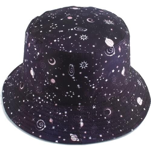 2021 New Fashion Bucket Hats Galaxy Print Reversible Fisherman Hat Unisex Harajuku Hip Hop Cap Gorro Outdoor Panama Sun Hat
