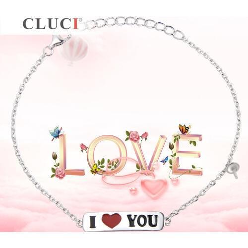 CLUCI Valentines Gift 925 sterling silver I LOVE YOU bracelet accessary romantic love Bijoux Dainty Heart Tiny bracelet SB046SB