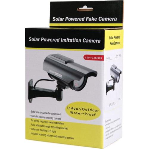 Fake Bullet Dummy Camera Solar Energy Surveillance Security Camera Outdoor Rainproof Red LED Flashing Light Universal