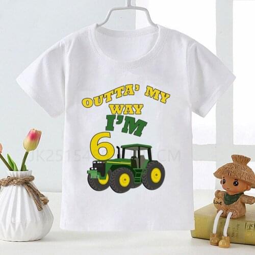 Boy Car Birthday Number Print T Shirt Excavator Children Birthday Boy T-shirts Boy&Girl Funny Gift Tshirt Present