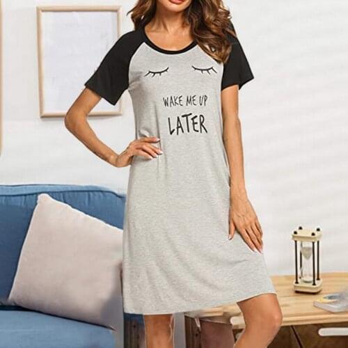 Sexy Pyjamas Night Dress for Women Short-Sleeved Striped Nightgown Loose Dormir Tops Large Size Leisure Sleepwear S-2XL