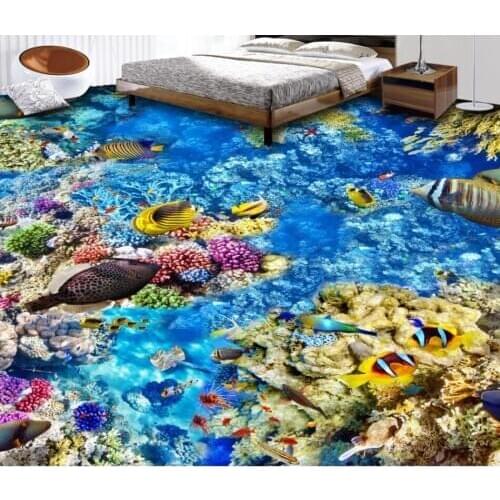 Modern wallpaper for living room Underwater floors World Fish 3D Floor wallpaper for walls 3 d for living room