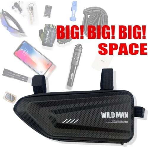 WILD MAN 1.5L Large Capacity Rainproof Cycling Bag Waterproof Bicycle Accessories Cycling Mountain Bike Bag Hard Shell Equipment