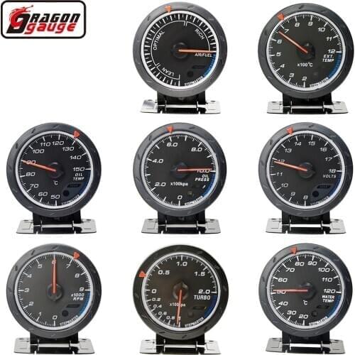 Dragon 60mm Auto Ca rBoost Water Temp Oil Temperature Pressure Tachometer Volt Air Fuel Exhaust GAS RPM Gauge Modification Meter