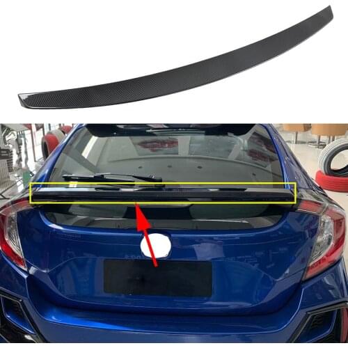 Carbon Fiber Car Rear Door Gate Trunk Tail Wing Spoiler Cover Fit For Honda Civic 2020-2021 Accessories Protector Trim