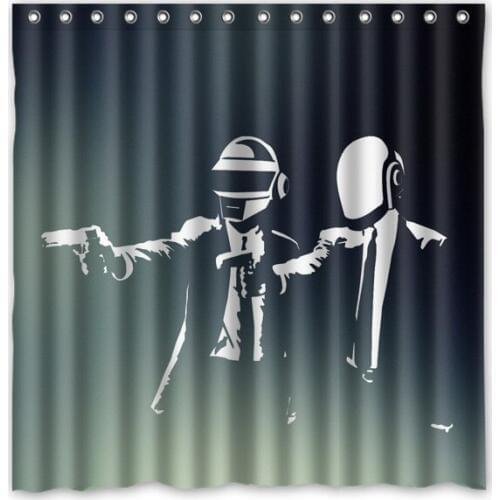 Daft Punk Polyester Waterproof Shower Curtain 12pc Hooks Mildew Resistant Bath Curtain Home Bathroom Decor