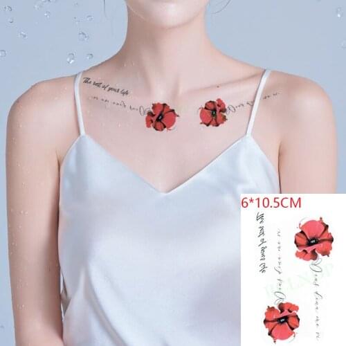 Waterproof Temporary Tattoo Sticker ins Red rose arab english alphabet sexy Body Art flash tatoo fake tatto for Women Men