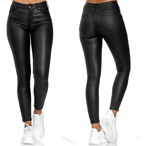 Women Black PU Leather Footless Leggings Legging High Waist Stretch Pencil Pants Club Punk Biker Streetwear Mom Girls Plus Size