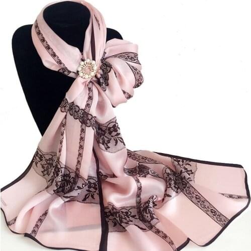 Ladies Gift Dress Silk Scarf Mid-length Lace Color Matching Silk Fabric Scarf Lace Scarf Shawl