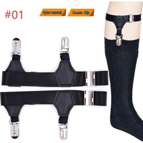 1 Pair Mens Socks Anti-skid Garter High Elastic Band Adjustable Single Duck-Mouth Clip Sock Garters Suspenders Accessories