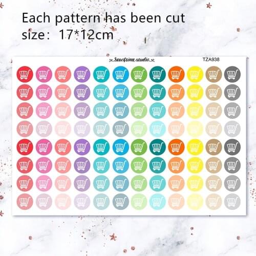 1pc Color icon Shopping Cart Decorative Sticker DIY Planner Diary Scrapbooking Album Stickers gift