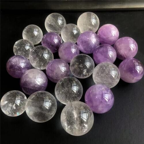 1pcs Natural white Crystal Ball Reiki Quartz Energy Ore Mineral Healing Amethyst Stone For Home Decoration Collection DIY Gift