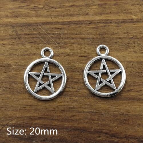 10pcs Charms star pentagram ,Tibetan Silver Plated Pendants Antique Jewelry Making DIY Handmade Craft