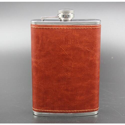 100pcs/lot Foreskin 9 oz stainless steel outdoor portable flagon Russian small bottle flagon flagon upscale PU leather