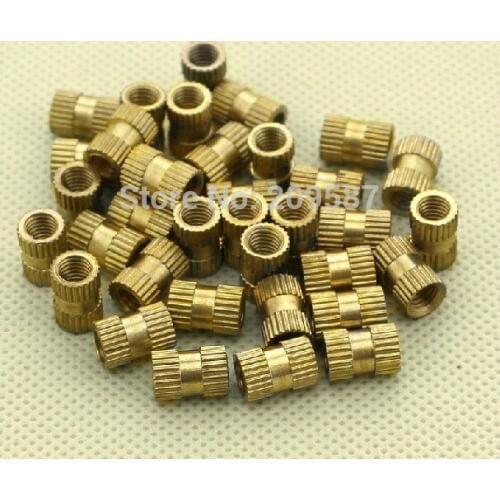 100pcs M5x6mm(L)-8mm(OD) Brass Knurl Nuts Metric Threaded insert
