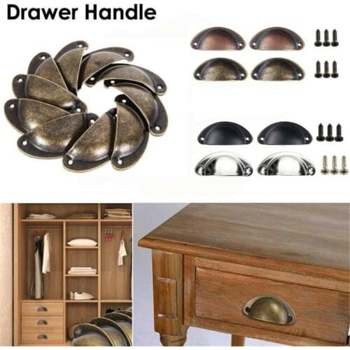 12pcs Kitchen Shell Pull Door Drawer Cup Handle Retro Cupboard Cabinet Knobs
