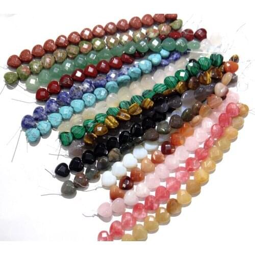15*15mm Natural stone Quartz crystal tiger eyeTurquoises Heart-shaped section beads for Diy Jewelry Making Necklace Accessories