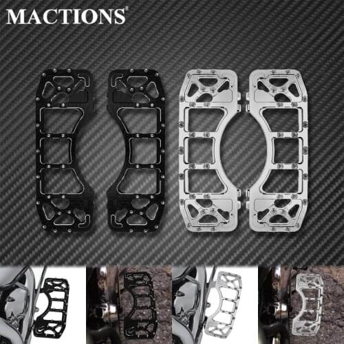 2XMotorcycle Front Driver Floorboards Stretched Wide Footpegs Footrest Aluminum For Harley Dyna Softail Touring Road Glide FLST