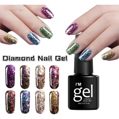 3d Diamond Glitter Lucky Gel Varnishes Soak Off Led UV Gel Nail Polish Colorful Gel Lacquer