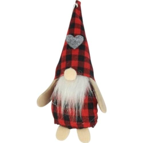 Q6PD 4 Pcs Striped Plaid Cloth Faceless Doll Christmas Gnome Hanging Pendant Tree